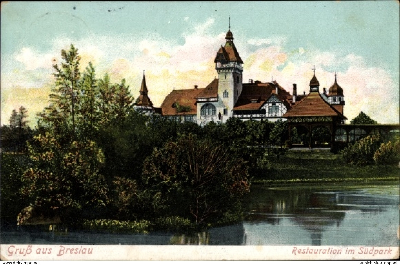 CPA Wrocław Breslau Schlesien, Restauration Im Südpark - Schlesien