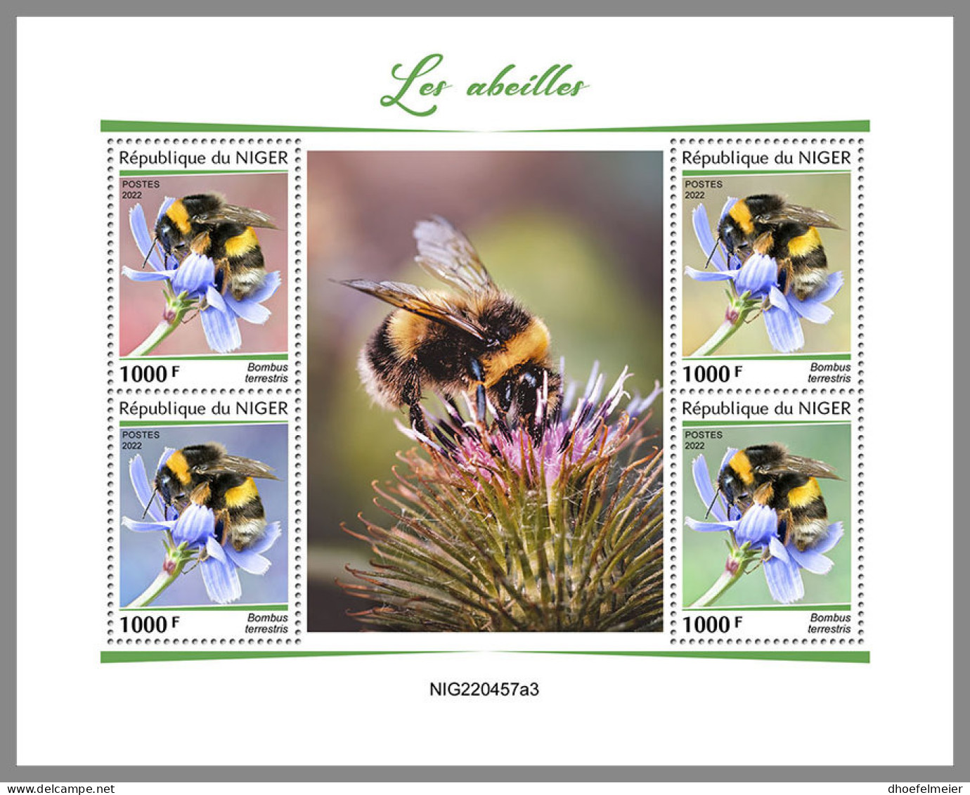 NIGER 2022 MNH Bees Bienen Abeilles M/S - IMPERFORATED - DHQ2331 - Abeilles