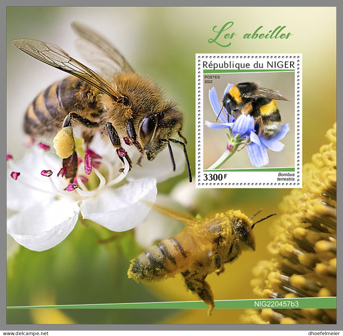 NIGER 2022 MNH Bees Bienen Abeilles S/S - IMPERFORATED - DHQ2331 - Abeilles