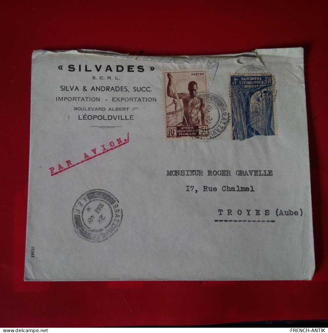 LETTRE LEOPOLDVILLE OU BRAZZAVILLE SILVADES POUR TROYES PAR AVION - 1921-1960: Modern Period