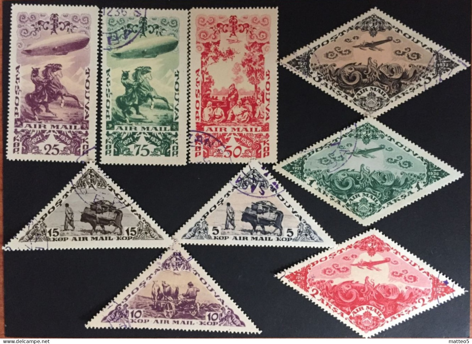 1936 - Touva Tannu Tuva - 15th Anniversary Of Independence - Airmail - 9 Stamps - Used - Touva