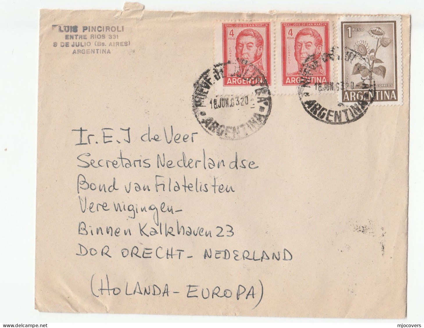 4   1960s  ARGENTINA Covers To GB Germany Netherlands , Stamps Cover - Verzamelingen & Reeksen