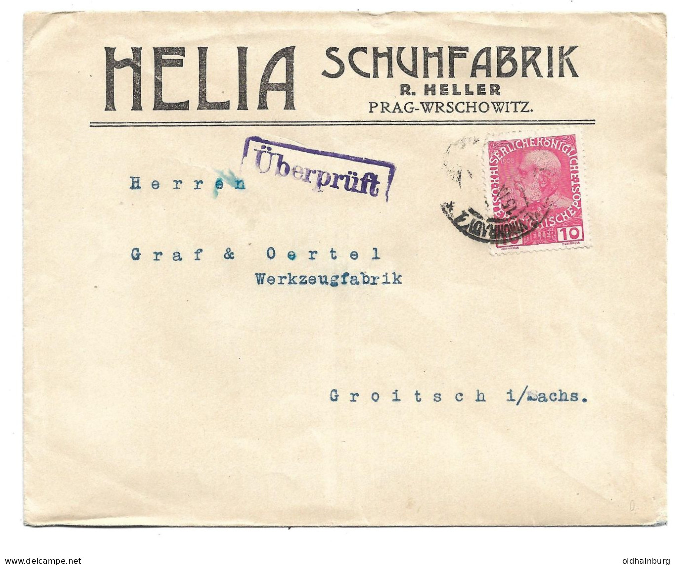 0439b: Altösterreichisches Gebiet, Prag- Wrschowitz, Schuhfabrik Helia R. Heller - ...-1918 Voorfilatelie