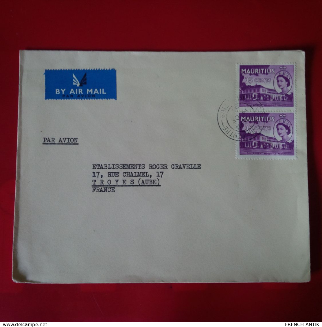 LETTRE MAURICE MAURITIUS POUR TROYES - Mauritius (...-1967)
