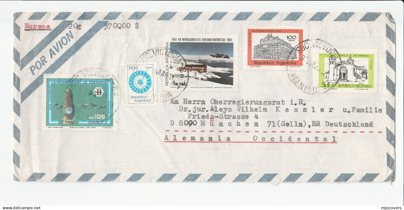 3 1970s  ARGENTINA COVERS Many Stamps  To Germany Cover Air Mail - Colecciones & Series