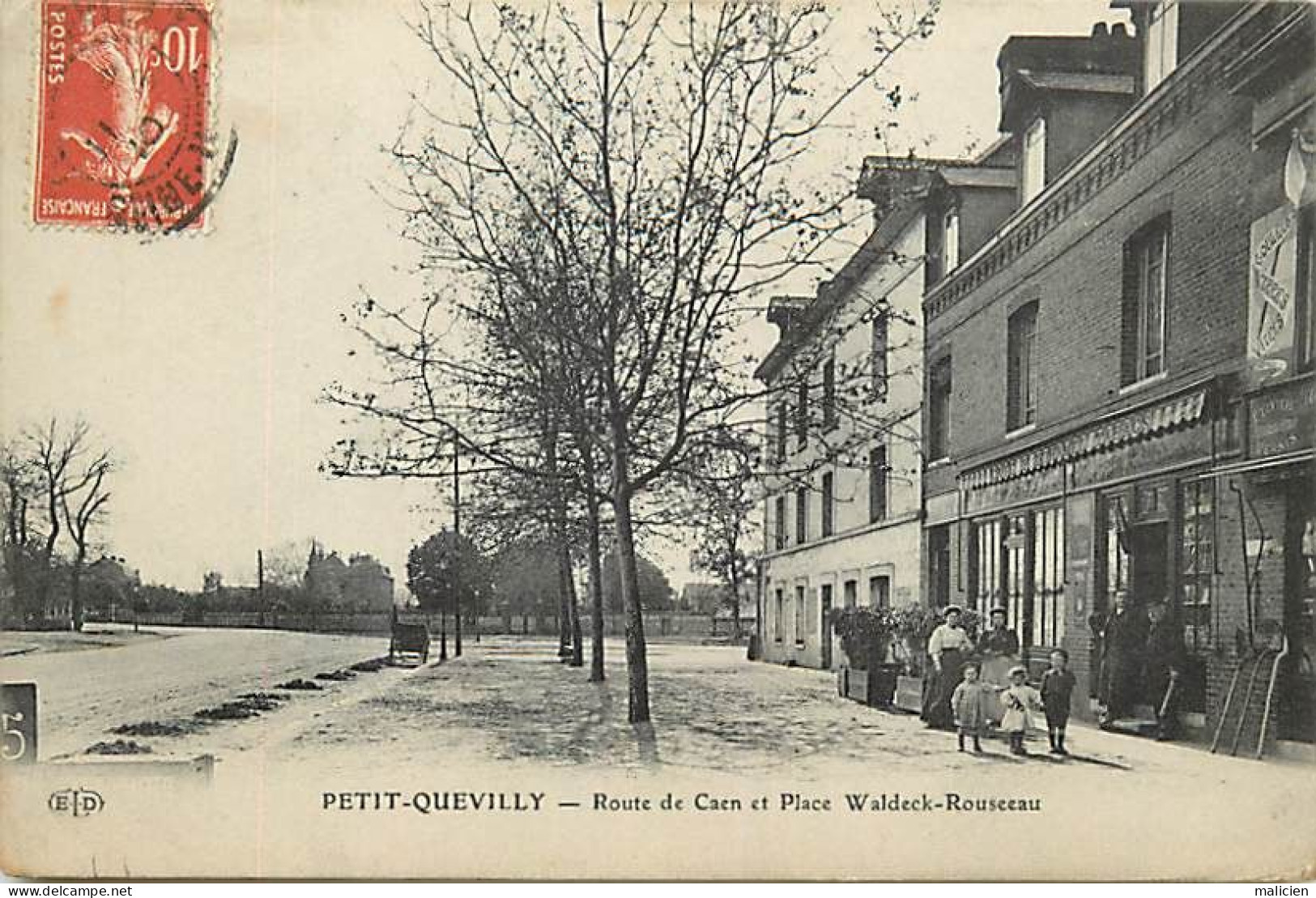 - Seine Maritime -ref-C529- Le Petit Quevilly - Route De Caen Et Place Waldeck Rousseau - Café Duhamel - Cafés - - Le Petit-quevilly