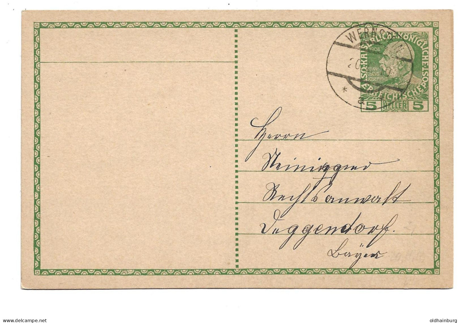 0439n: Postkarte 1910 Gelaufen Von Wernstein Nach Deggendorf, Schöner Heimatbeleg - Schärding