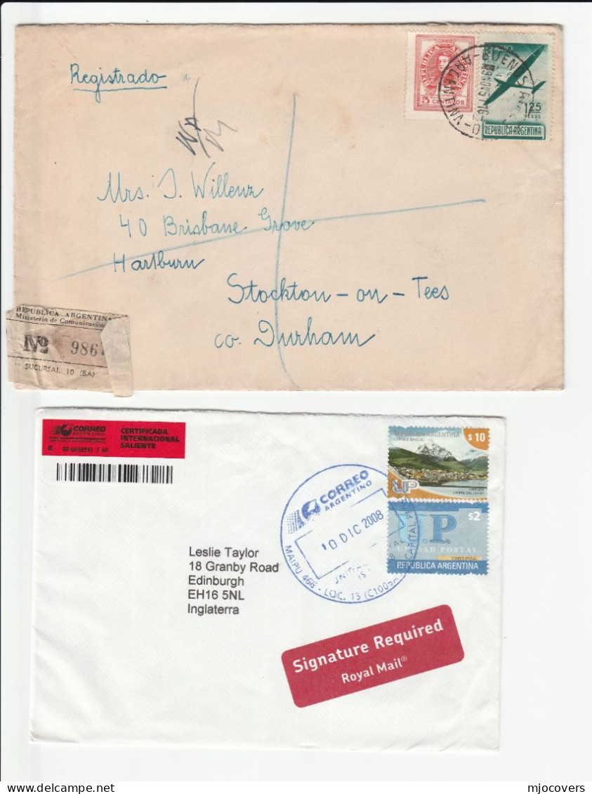 1951  Reg & 2008 Express Label COVERS ARGENTINA To GB Stamps Cover - Collections, Lots & Séries