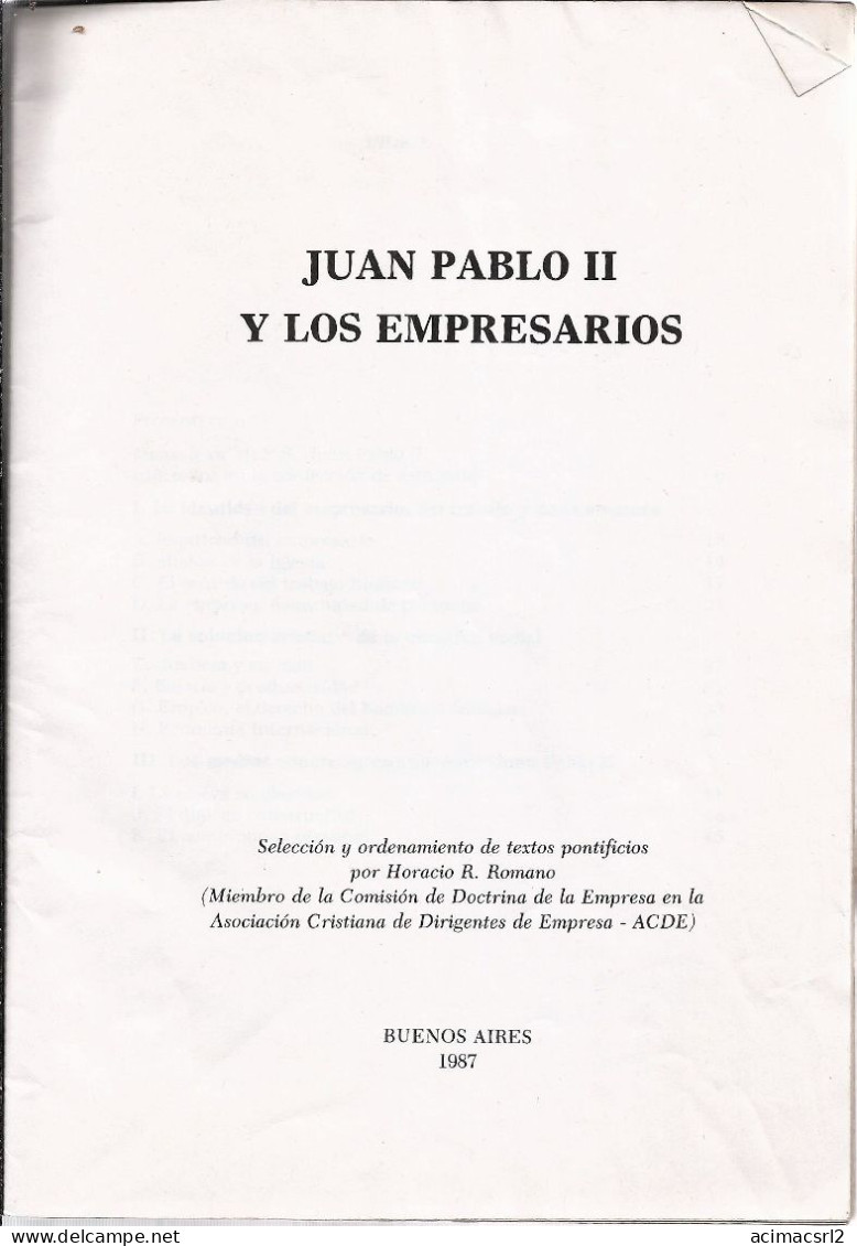 3397 Argentina RELIGION Pope JUAN PABLO II Magazine Revista Del Encuentro Del Papa Y Los Empresarios Argentinos En 1987 - [2] 1981-1990