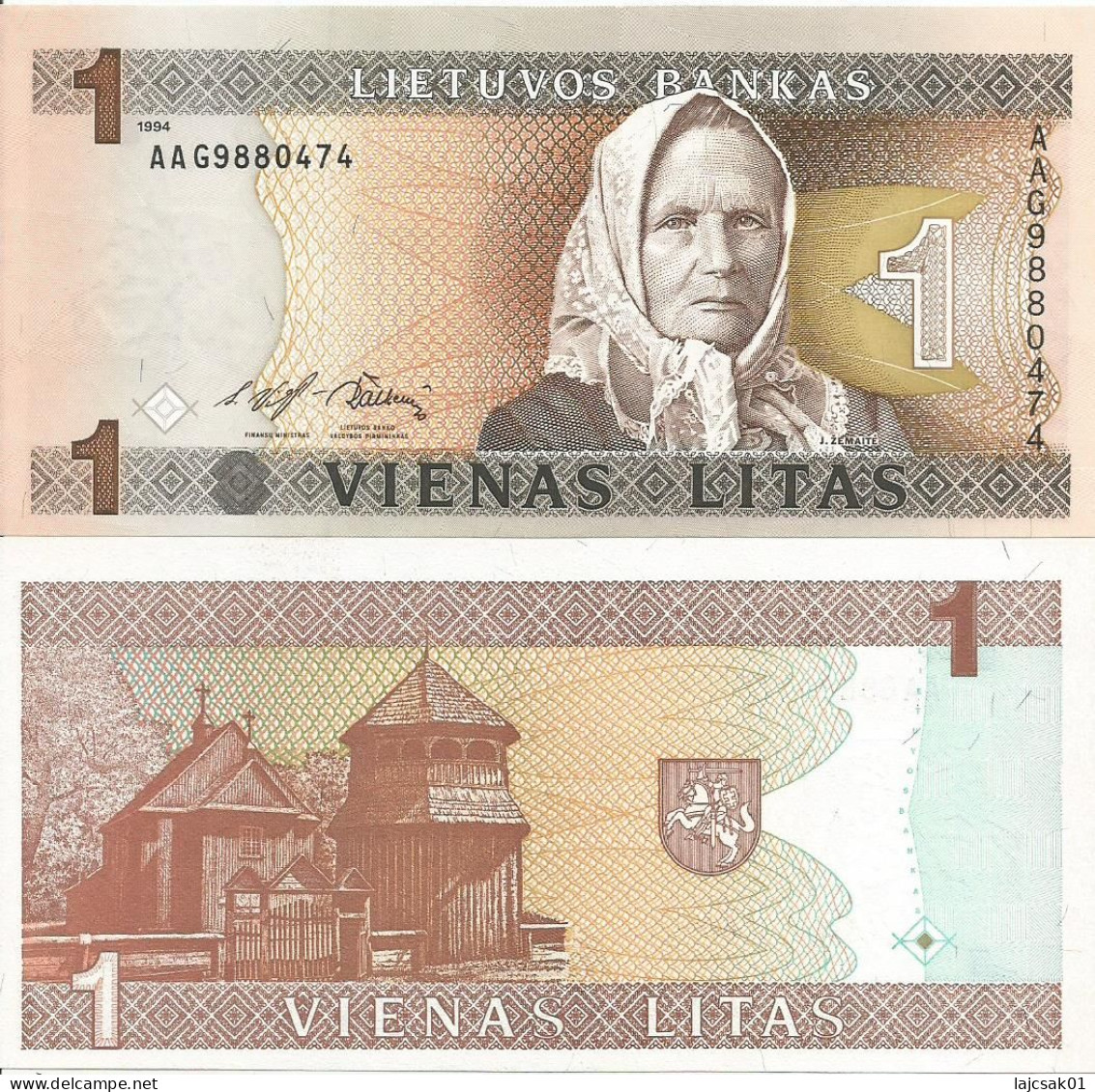 Lithuania 1 Litas 1994. UNC   AAG - Lituanie