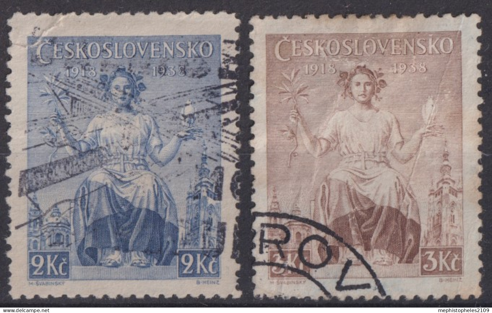 CZECHOSLOVAKIA 1938 - Canceled - Sc# 253, 254 - Gebruikt