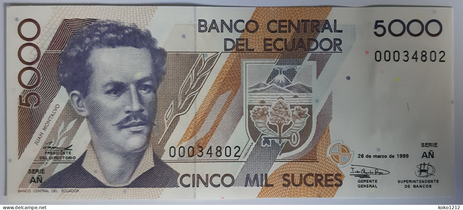 Ecuador 5000 Sucres 1999 P128 UNC - Equateur