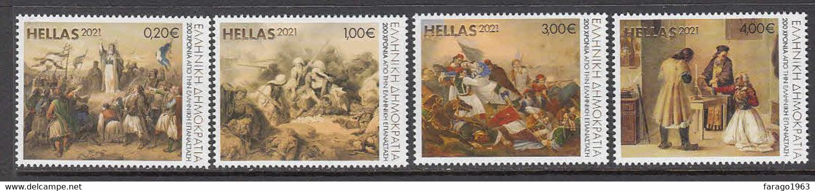 2021 Greece Greek Revolution Bicentennial  History GOLD Complete Set Of 4  MNH @ BELOW Face Value - Unused Stamps