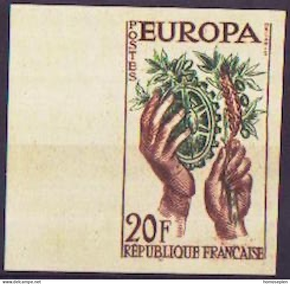 Europa CEPT 1957 France - Frankreich Y&T N°1122a - Michel N°1157 *** - 20f EUROPA - Non Dentelé - 1957