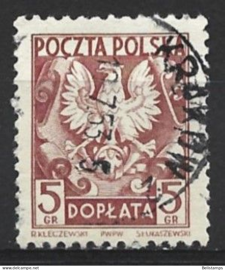Poland 1951. Scott #J123 (U) Polish Eagle - Impuestos