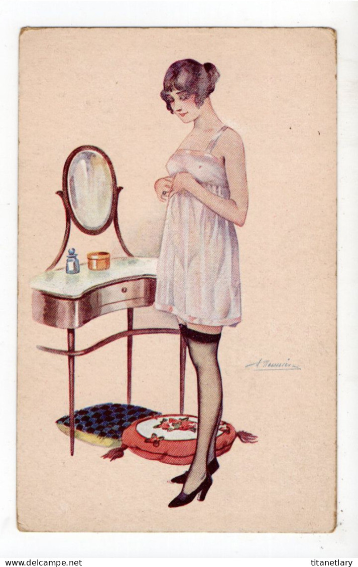 Carte Illustrateur Suzanne MEUNIER - Dans Le Demi Monde N° 6, Série 38 (Femme Nue Avec Coiffeuse Miroir) - Meunier, S.