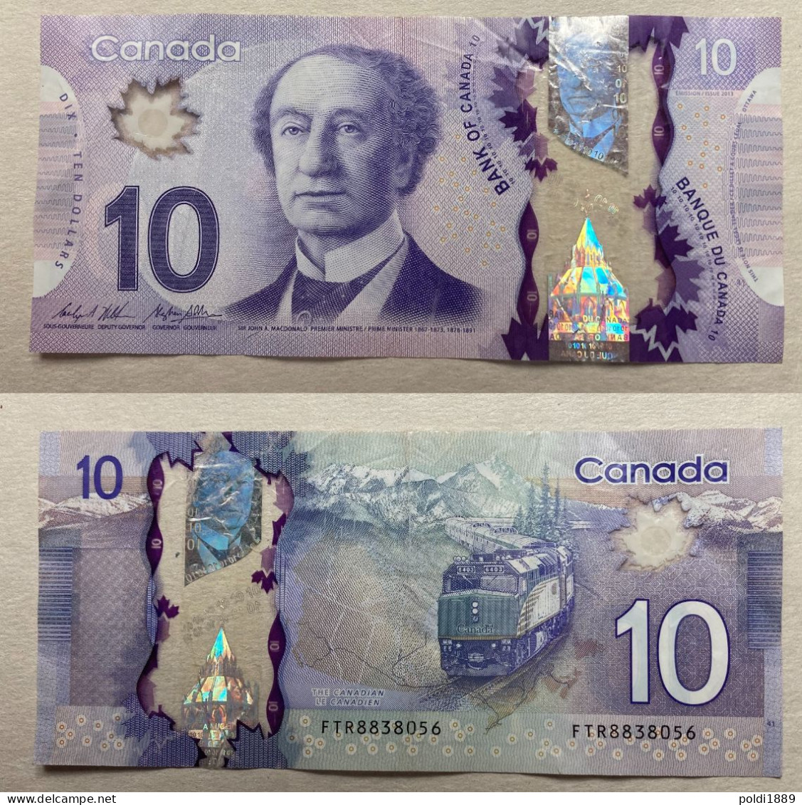 Kanada Canada 10 Dollars 2013 Eisenbahn Polymer Gebraucht Mit Falzen - Canada