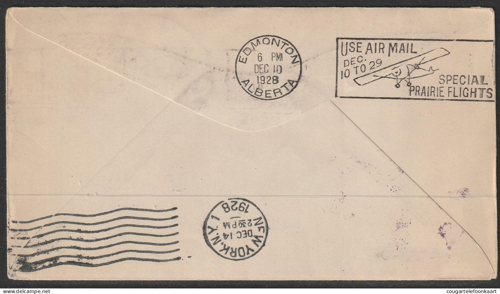 1928, First Flight Cover, Winnipeg-Edmonton - Erst- U. Sonderflugbriefe