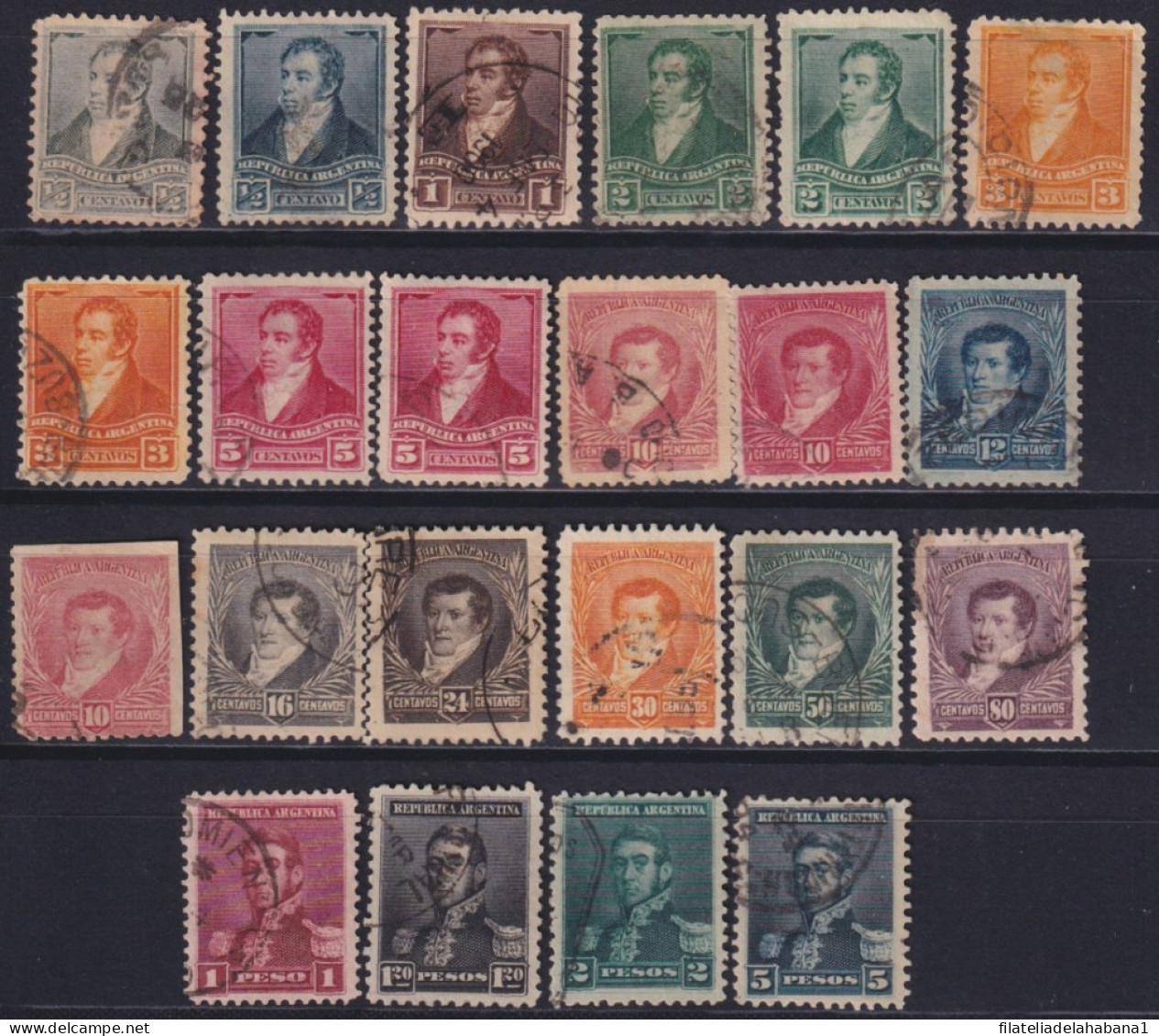F-EX37637 ARGENTINA 1892-98 RIVADAVIA BELGRANO & SAN MARTIN SET USED.   - Used Stamps