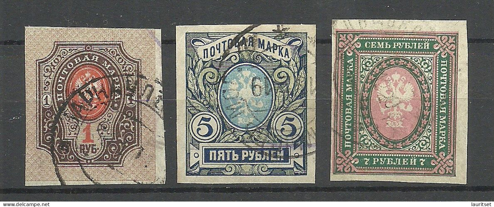 RUSSLAND RUSSIA 1917 Michel 77 B & 79 - 80 B O Coat Of Arms - Used Stamps