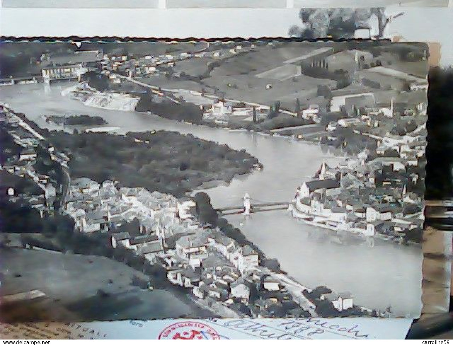 FRANCE   74. SEYSSEL .VUE AERIENNE LE PONT SUR LE RHONE  1955 JM1531 - Seyssel