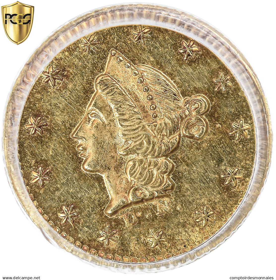 Monnaie, États-Unis, Coronet Head, Half Dollar, 1853, California Gold, PCGS - 1$, 3$, 4$