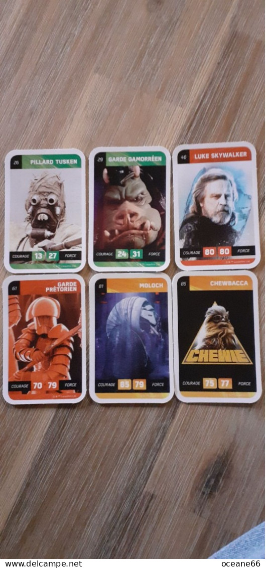 Lot 6 Cartes Star Wars Leclerc Pillard Tusken Garde Gamoreen Luke Skywalker Garde Pretorien Moloch Chewbacca - Star Wars