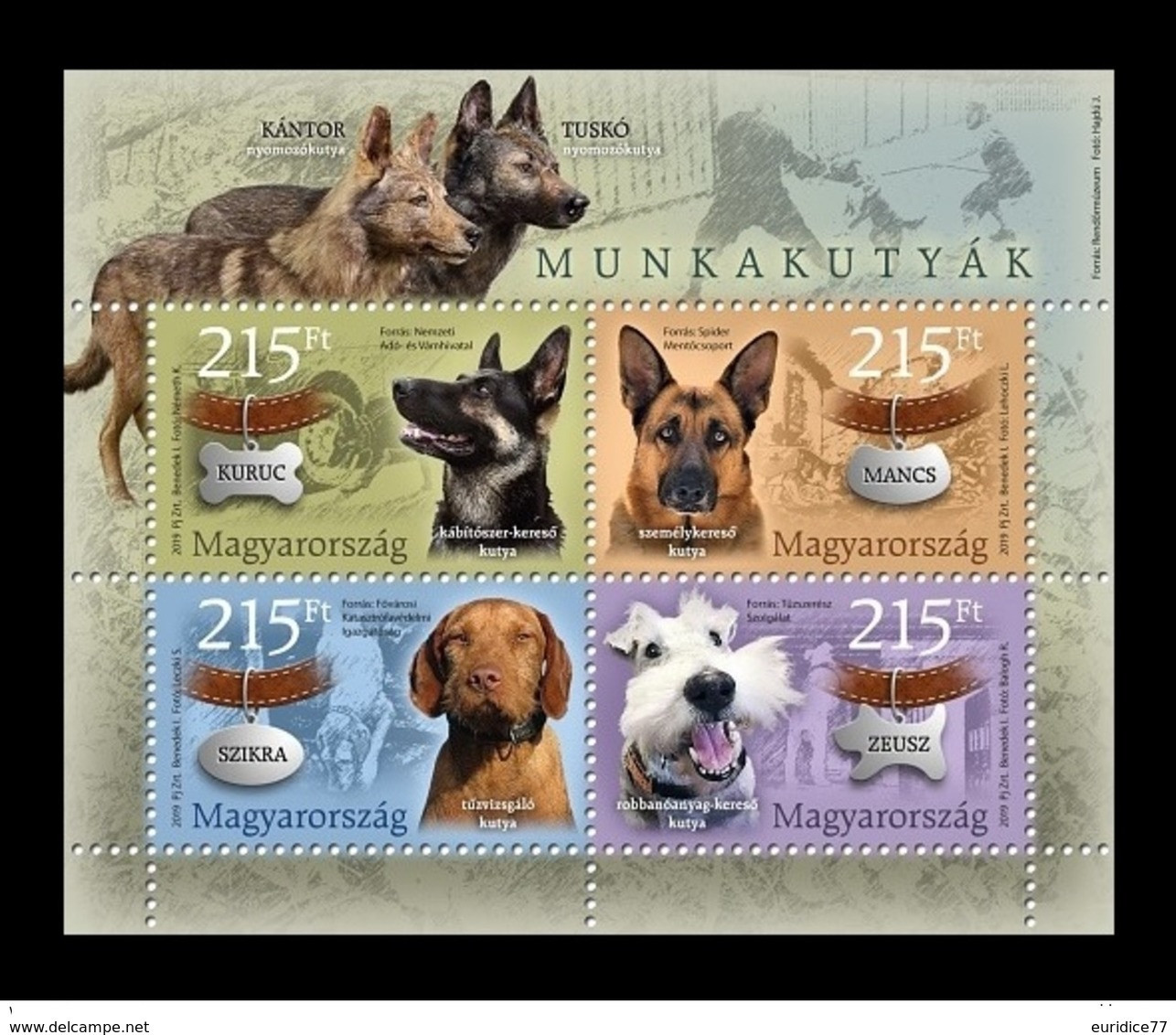 Hungary 2019 - Working Dogs Miniature Sheet Mnh - Unused Stamps