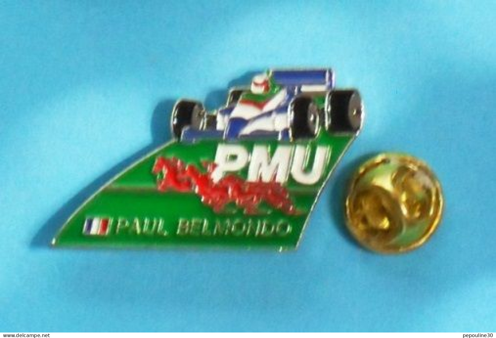 1 PIN'S //   ** SPORT AUTO / PAUL BELMONDO / SPONSOR PMU **