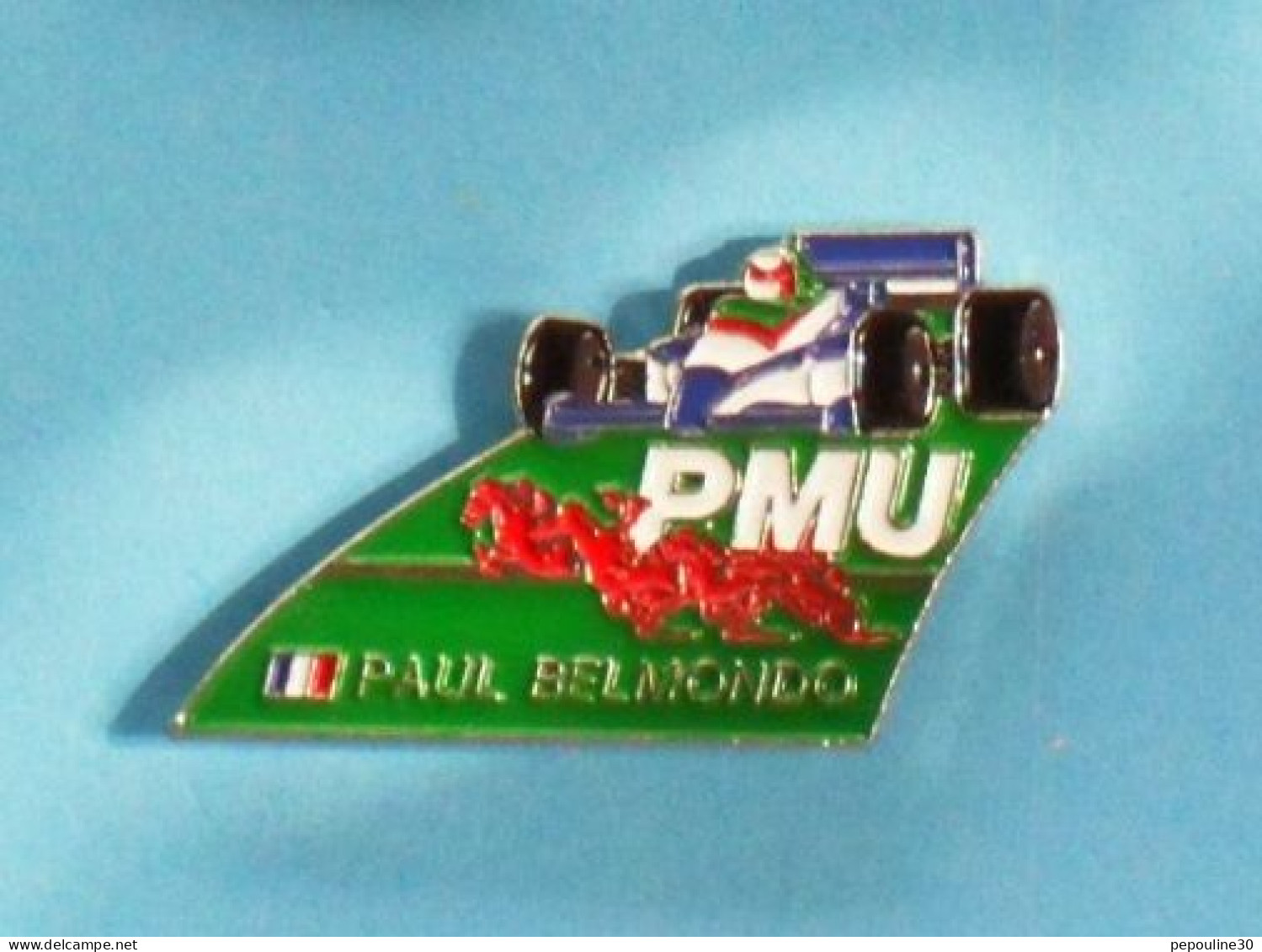 1 PIN'S //   ** SPORT AUTO / PAUL BELMONDO / SPONSOR PMU **