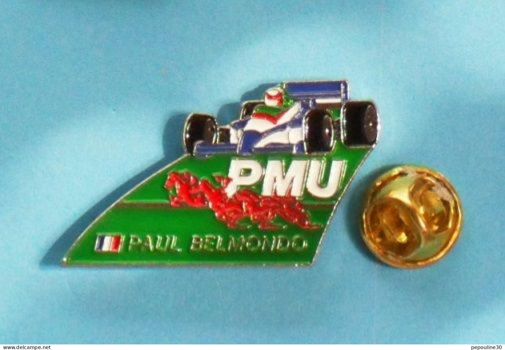 1 PIN'S //   ** SPORT AUTO / PAUL BELMONDO / SPONSOR PMU **