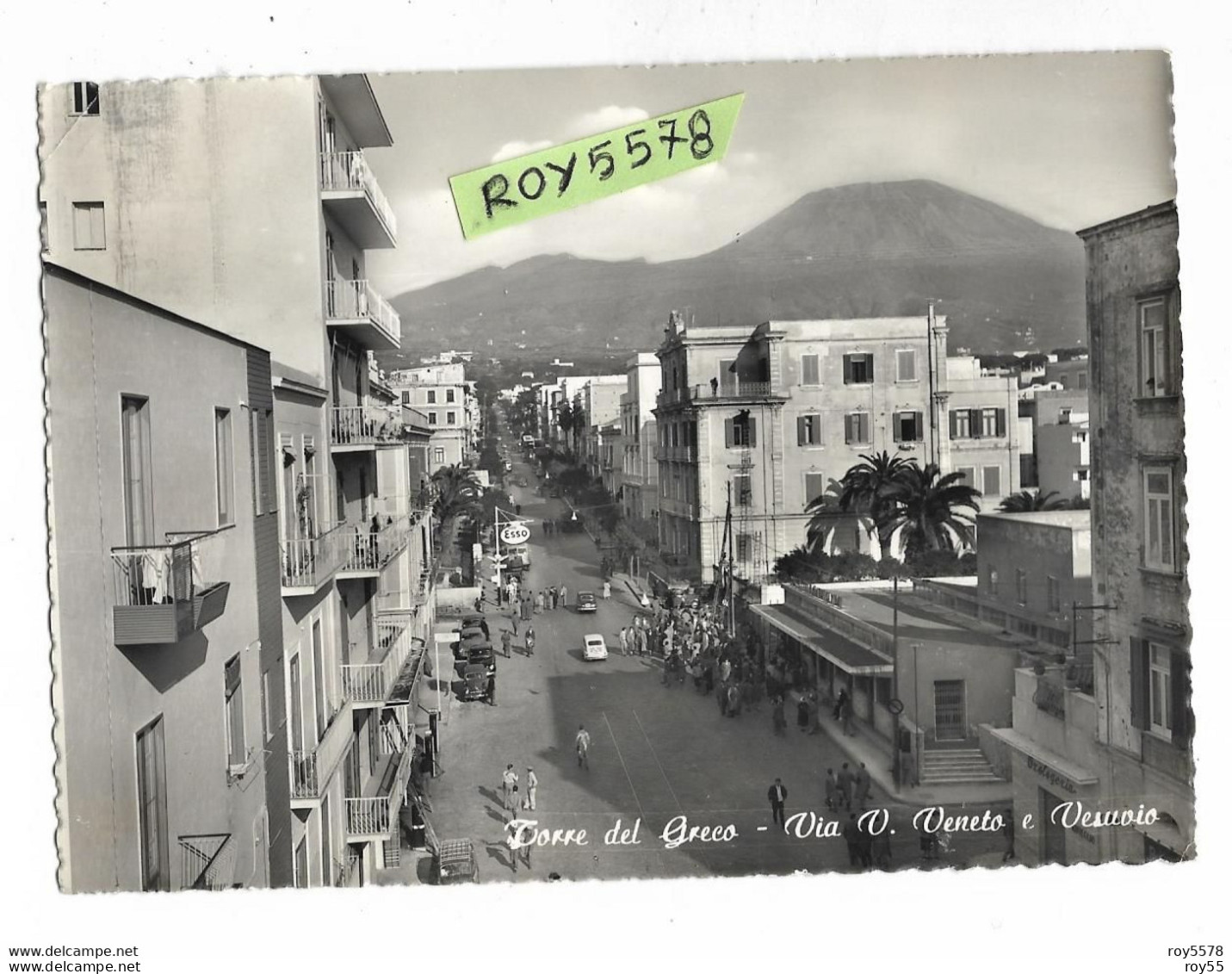 Campania-torre Del Greco Via Vittorio Veneto Veduta Animatissima Case Auto Gente Benzinaio  Panoramica  Vista Vesuvio - Torre Del Greco