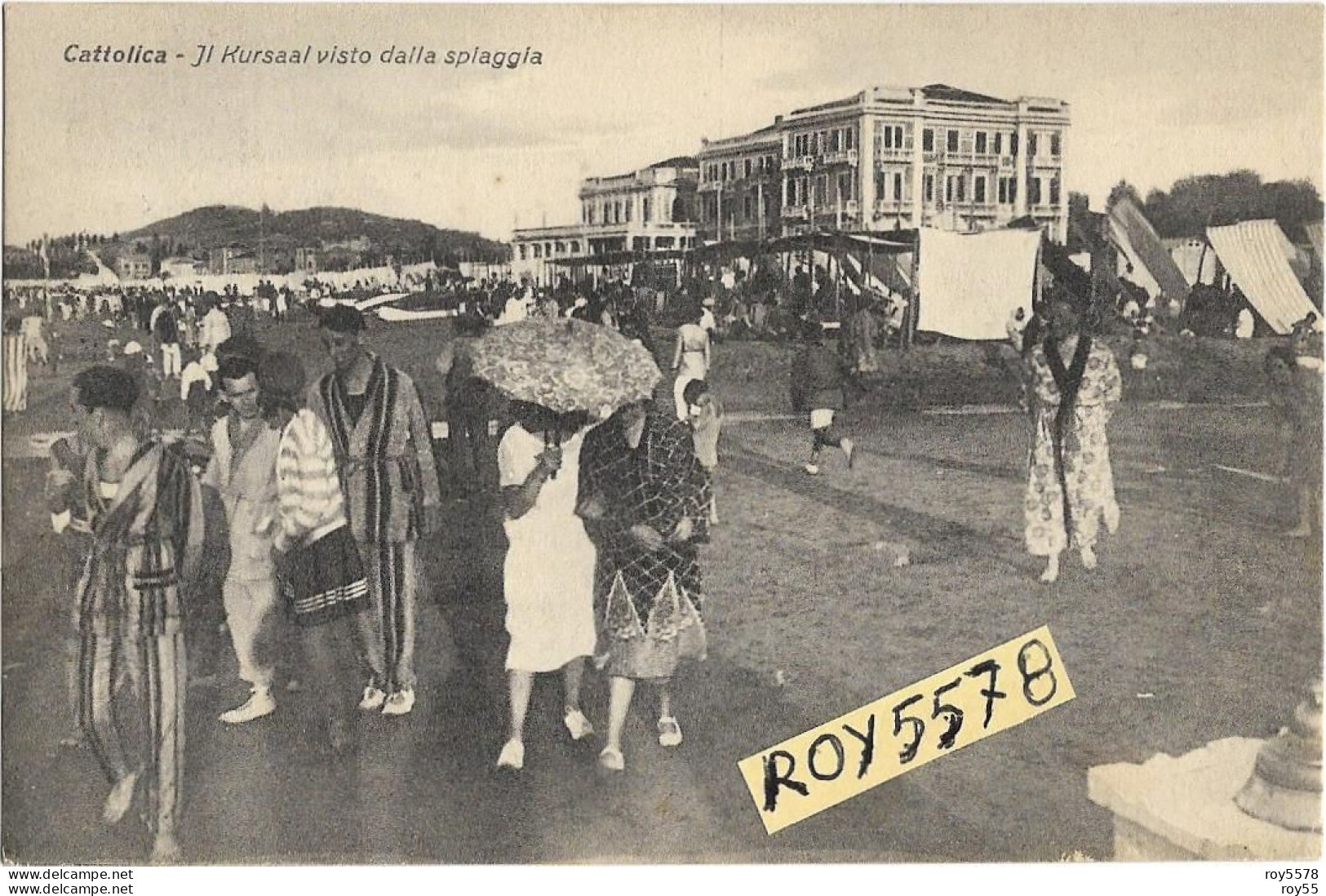 Emilia Romagna-rimini-cattolica Il Kursaal Visto Dalla Spiaggia Animatissima  Veduta Anni 20 Spiaggia Bagnanti (v.retro) - Other & Unclassified