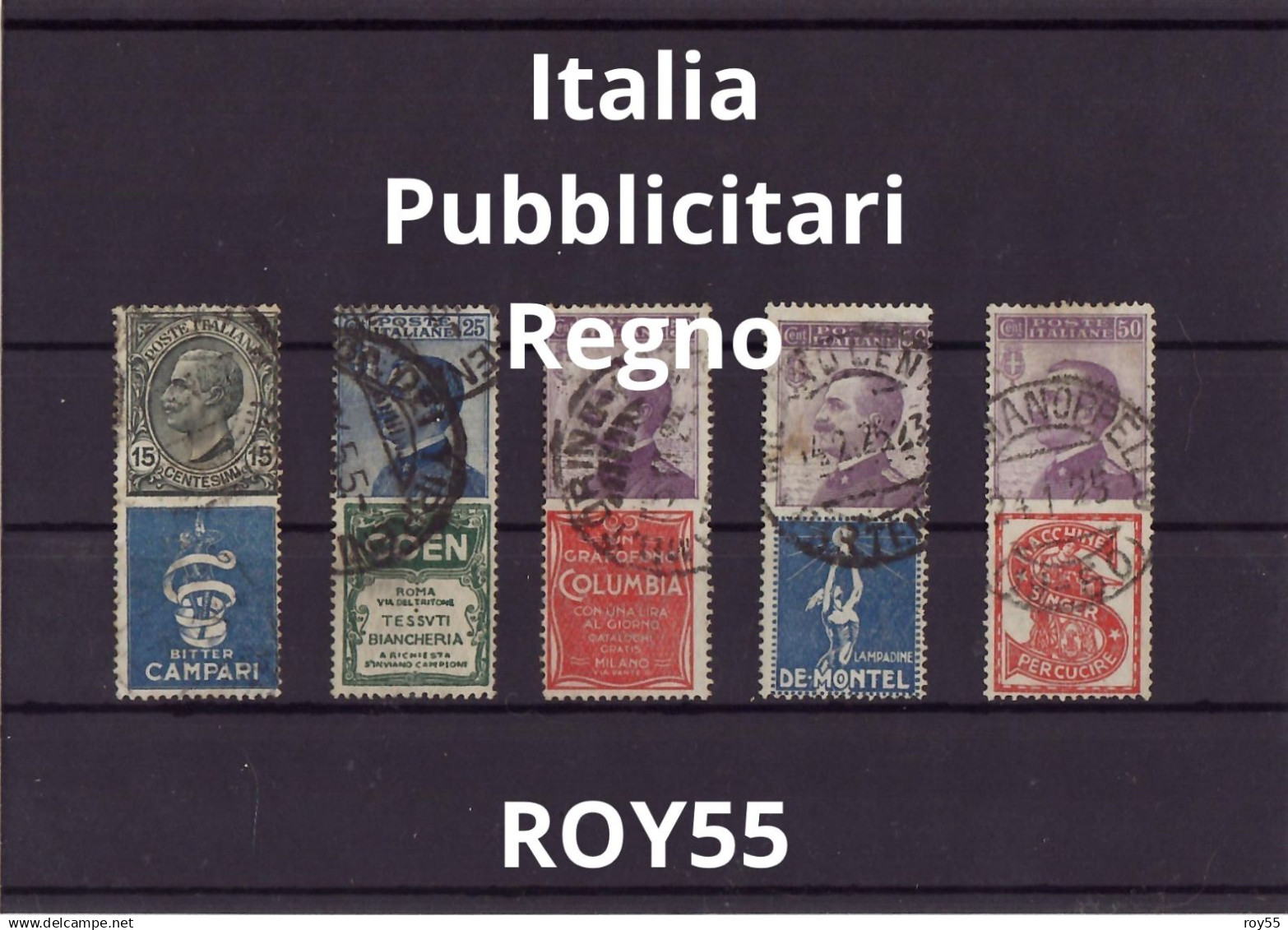 Francobolli Pubblicitari Vittorio Emanuele III  Numero Cinque Pezzi Obliterati(vedi Il Retro) - Publicité