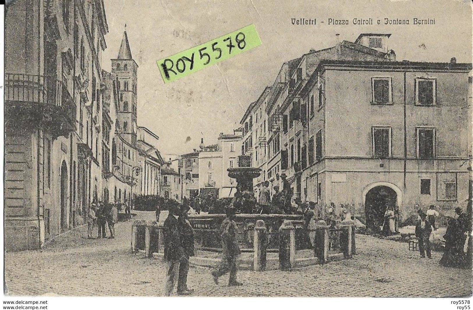 Lazio-roma-velletri Piazza Cairoli Animatissima Veduta Presso La Fontana Del Bernini Primi 900 - Velletri