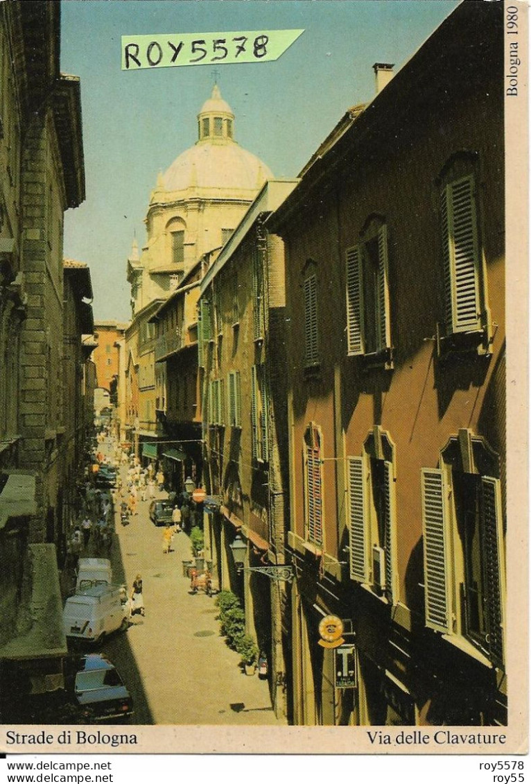 Emilia Romagna-bologna Via Delle Clavature Veduta Animata Panoramica Via Auto Epoca Negozi Tabacchi - Bologna