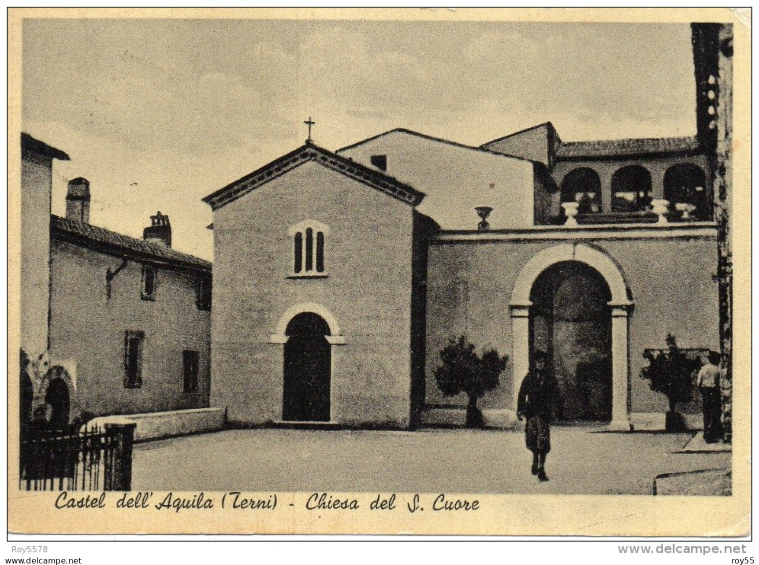 Umbria-terni-castel Dell'aquila Frazione Di Montecastrilli Veduta Chiesa Del S.cuore Anni 50 - Andere & Zonder Classificatie
