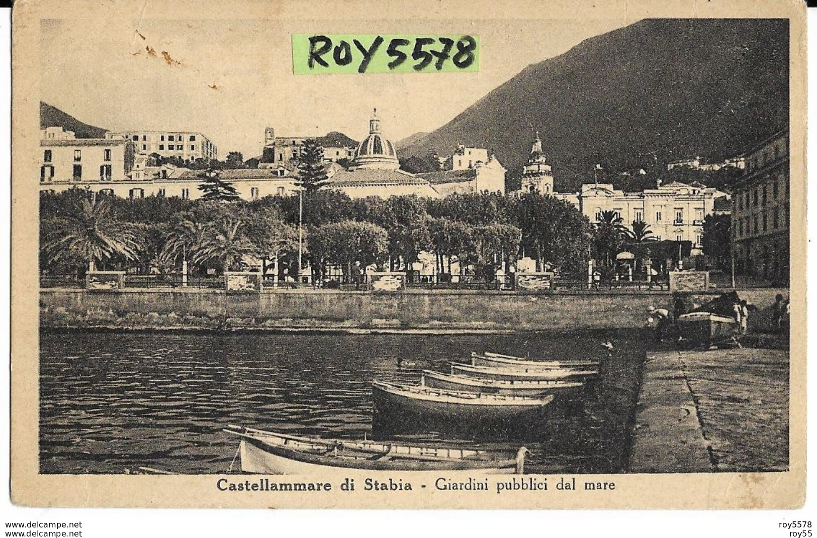 Campania-castellammare Di Stabia Veduta Giardini Pubblici Dal Mare Animata Anni 50 - Castellammare Di Stabia