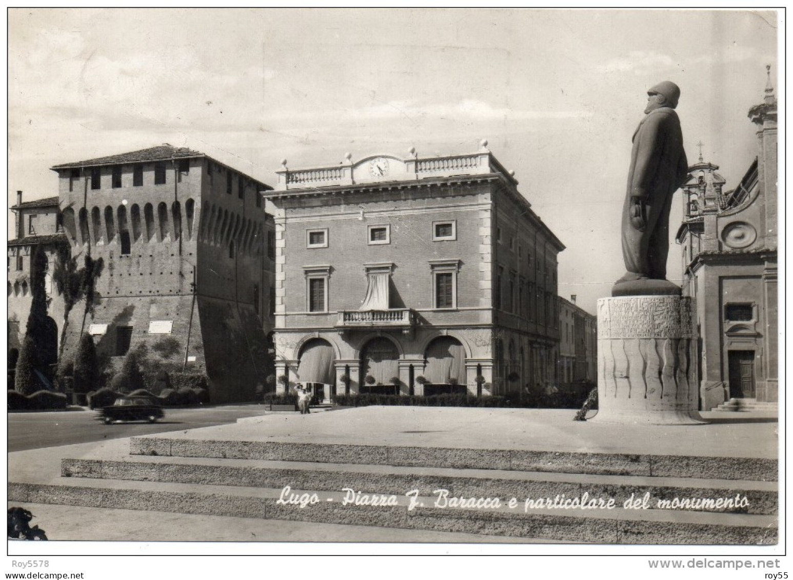 Emilia Romagna-ravenna-lugo Piazza F.baracca Monumento Veduta Particolare Anni 50 - Autres & Non Classés