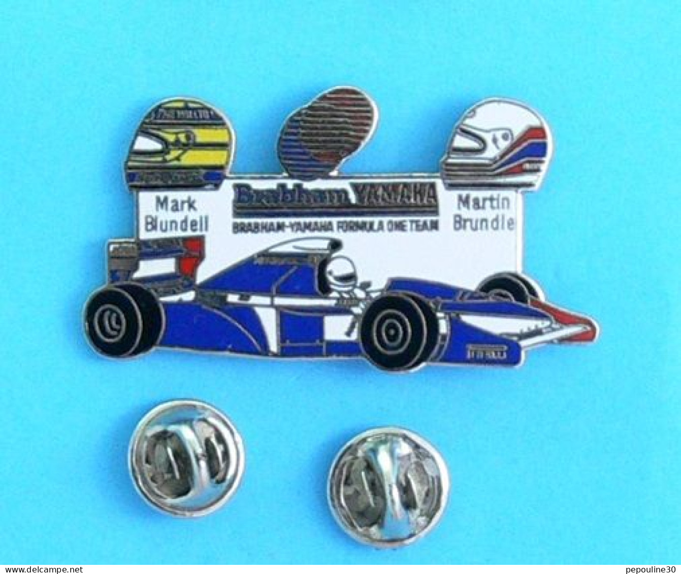 1 PIN'S //   ** MARK BLUNDELL // BRABHAM-YAMAHA FORMULA ONE TEAM // MARTIN BLUNDELL ** . (MFS) Attaches Double - F1