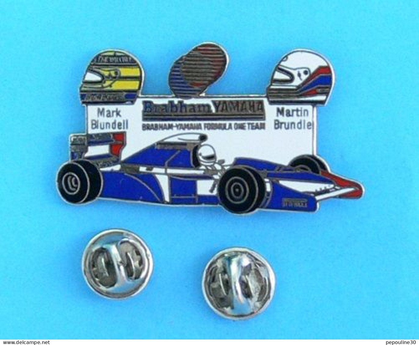 1 PIN'S //   ** MARK BLUNDELL // BRABHAM-YAMAHA FORMULA ONE TEAM // MARTIN BLUNDELL ** . (MFS) Attaches Double - F1