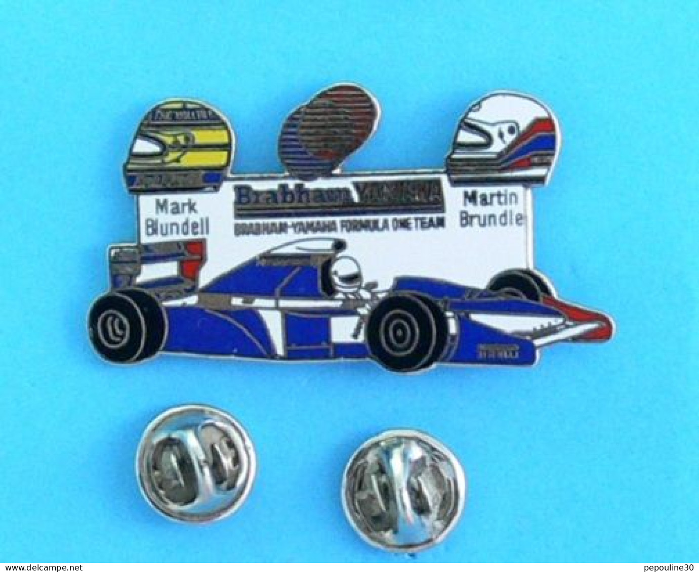 1 PIN'S //   ** MARK BLUNDELL // BRABHAM-YAMAHA FORMULA ONE TEAM // MARTIN BLUNDELL ** . (MFS) Attaches Double