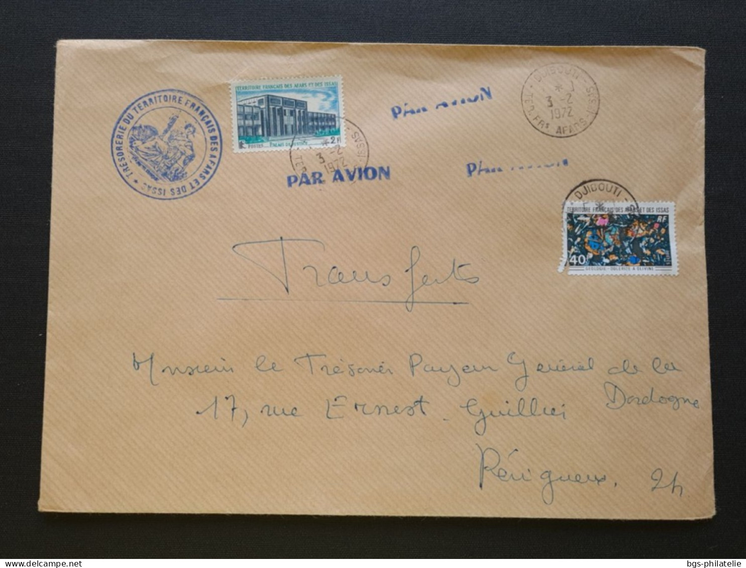 Afars Et Issas,  Timbres Numéros 344 Et 371 Sur Lettre Avec Cachet De La Trésorerie........ - Covers & Documents