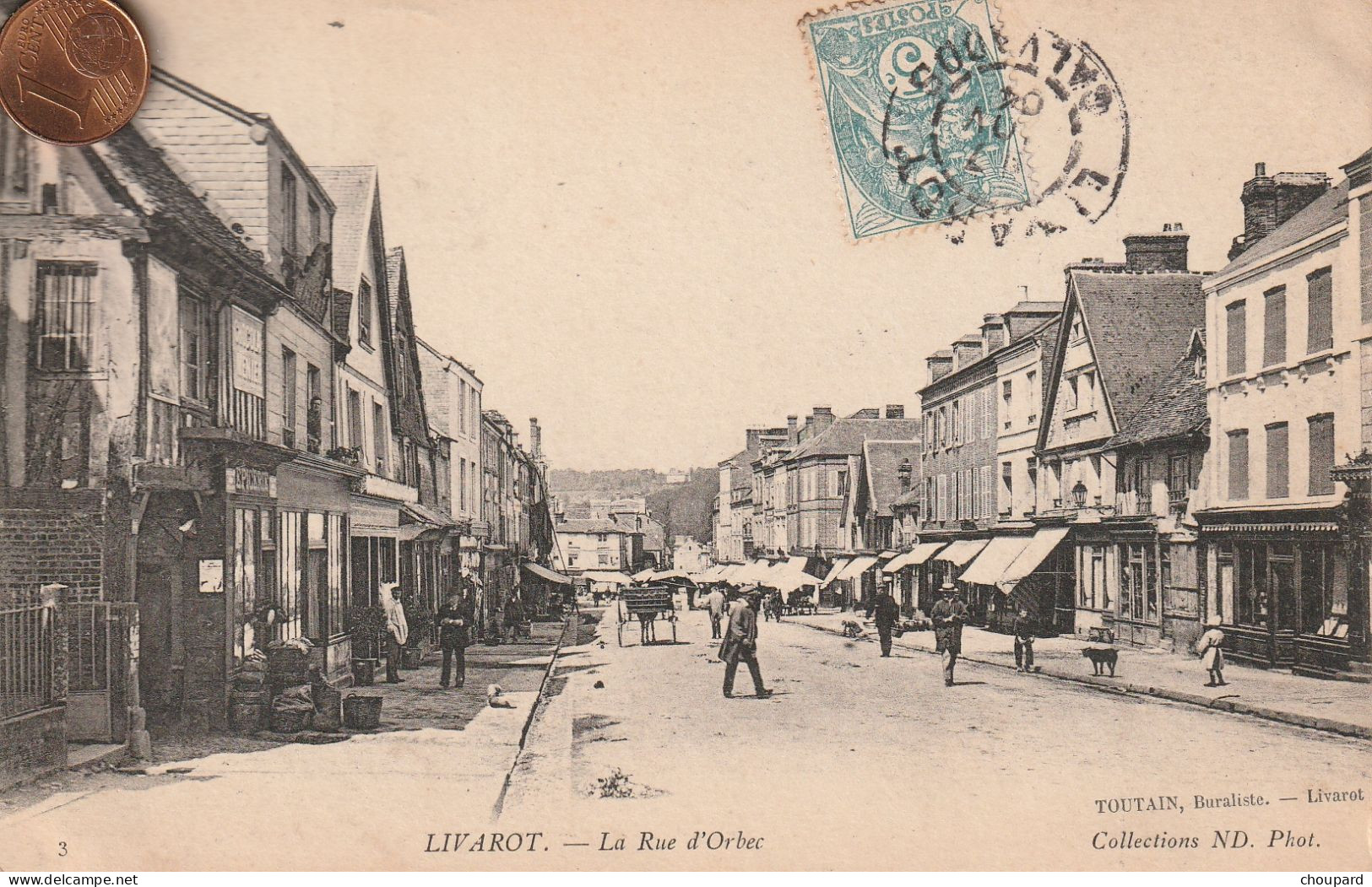 14 - Carte Postale Ancienne De   LIVAROT  La Rue D'Orbec - Livarot