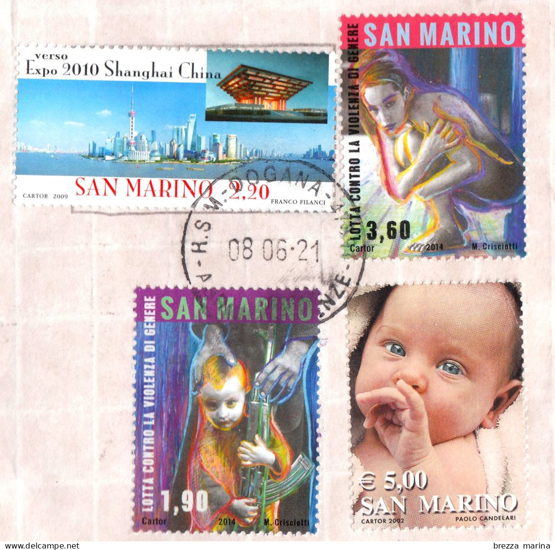 SAN MARINO - Storia Postale - Busta Del 2021 - ( 2014 - Contro La Violenza Psicologica E Sessuale, 1.90 + 3.60 ... ) - Briefe U. Dokumente