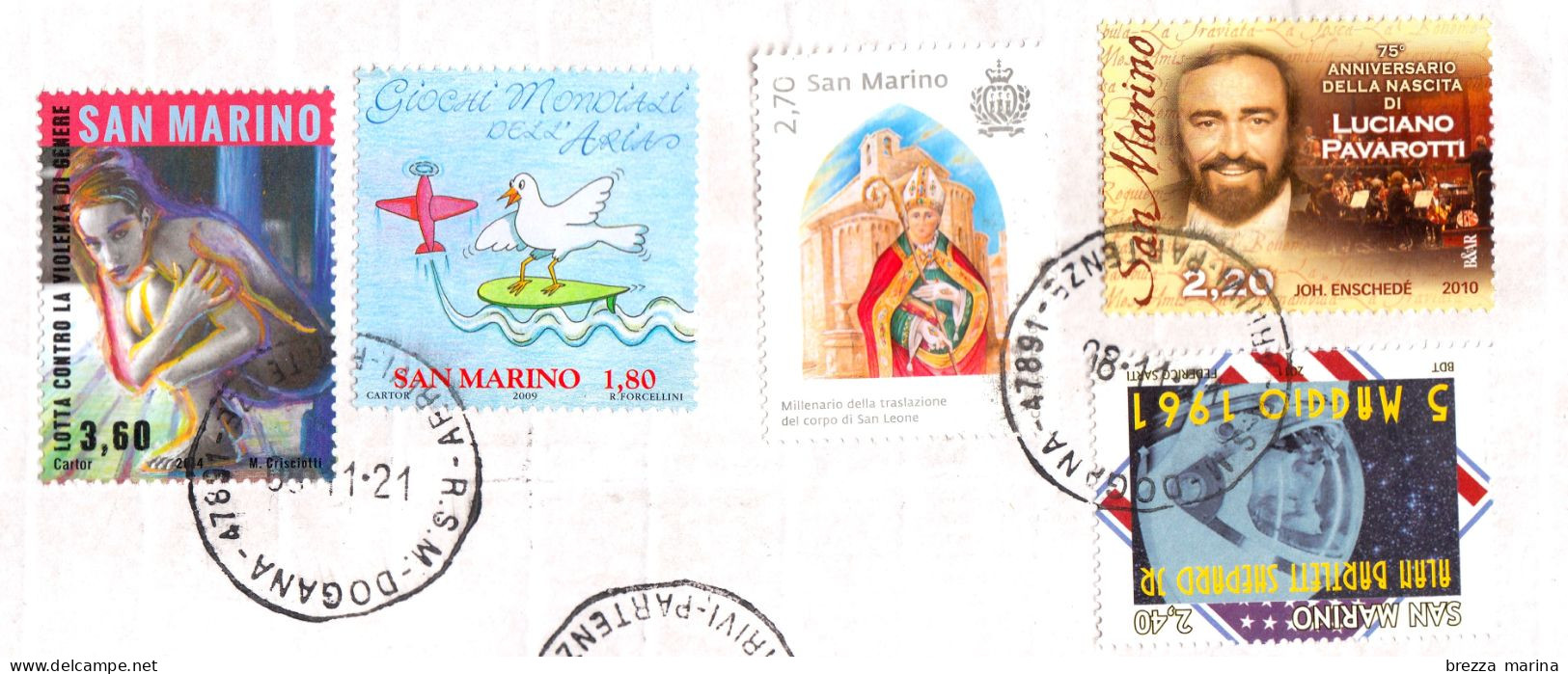SAN MARINO - Storia Postale - Busta Del 2021 - ( 2011 - Alan Shepard, 2.40 - 2010 - Pavarotti, 2.20 ... ) - Lettres & Documents