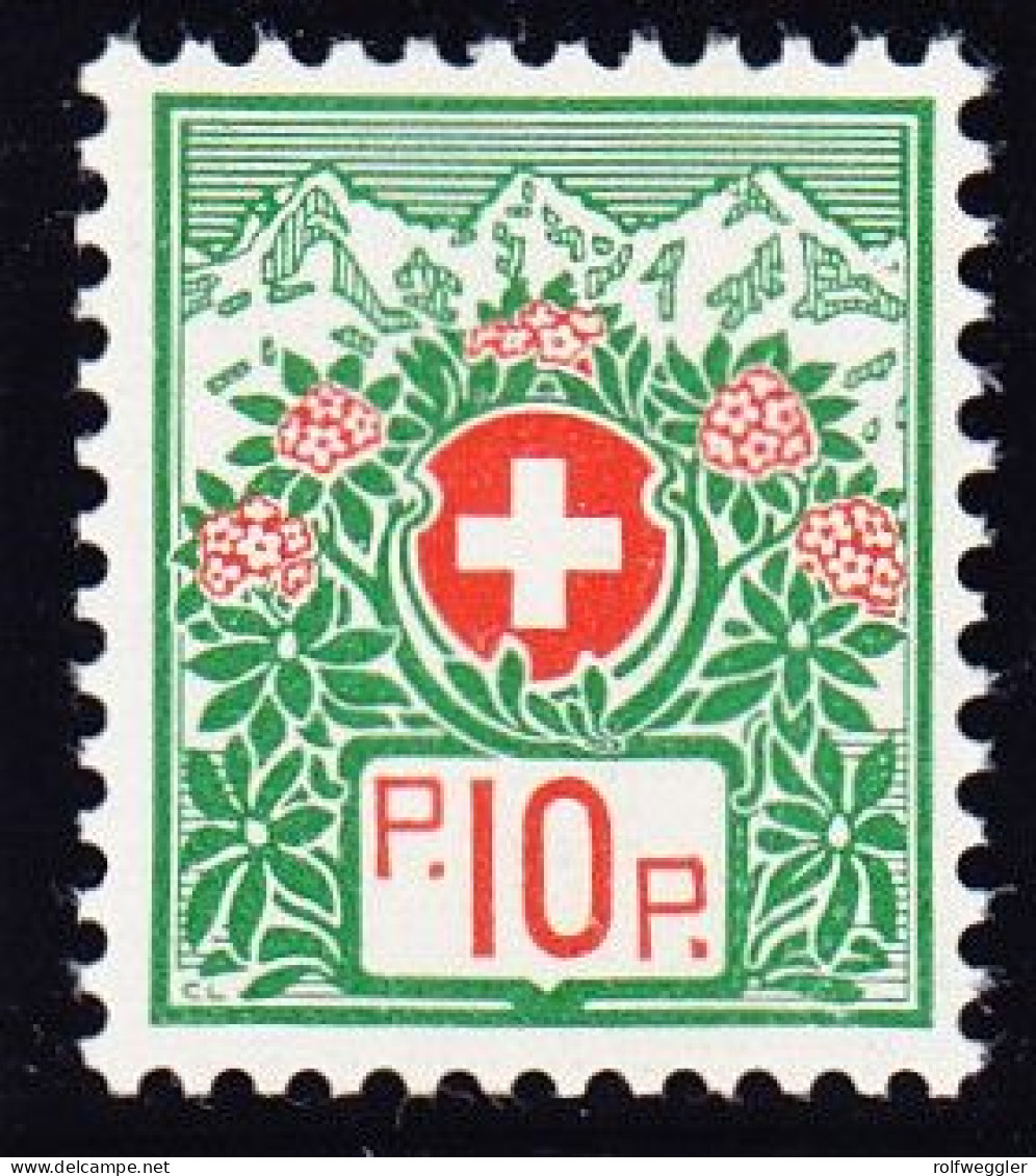 1934 10 Rp Ohne Kontroll Nummer, Geriffeltes Faserpapier. SBK Nr.12Bz. Postfrisch, Originalgummi - Portofreiheit