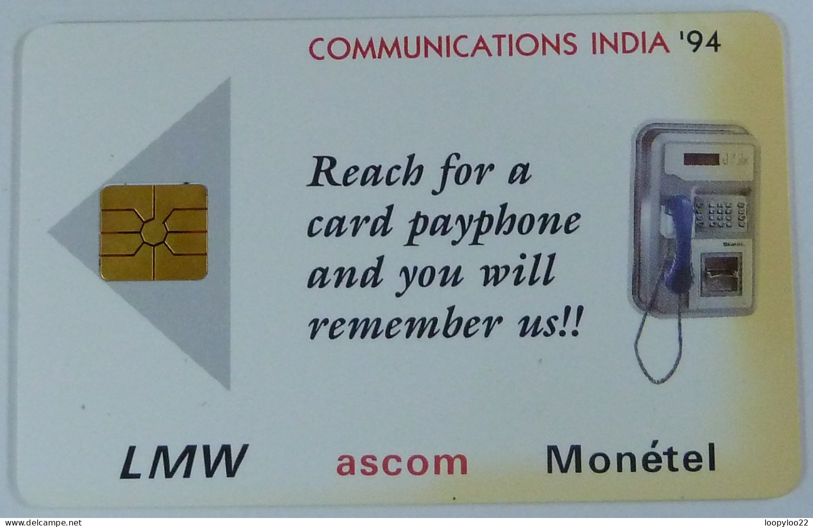 INDIA - Chip - Telecard - Test /  Demo - Communications India '94 - Monetel Ascom LMW - 1000ex - Mint - India