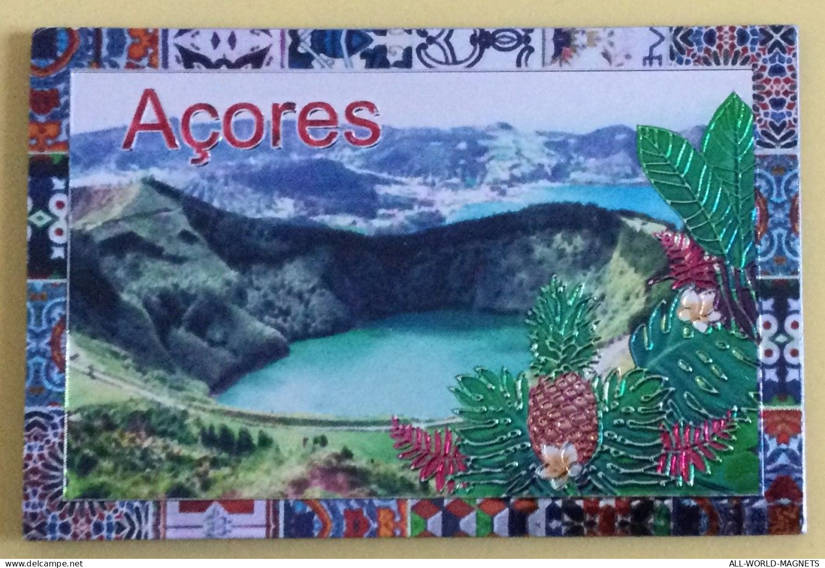 Azores Caldeira Das Sete Cidades On Sao Miguel Portugal Souvenir Fridge Magnet, From Azores - Turismo