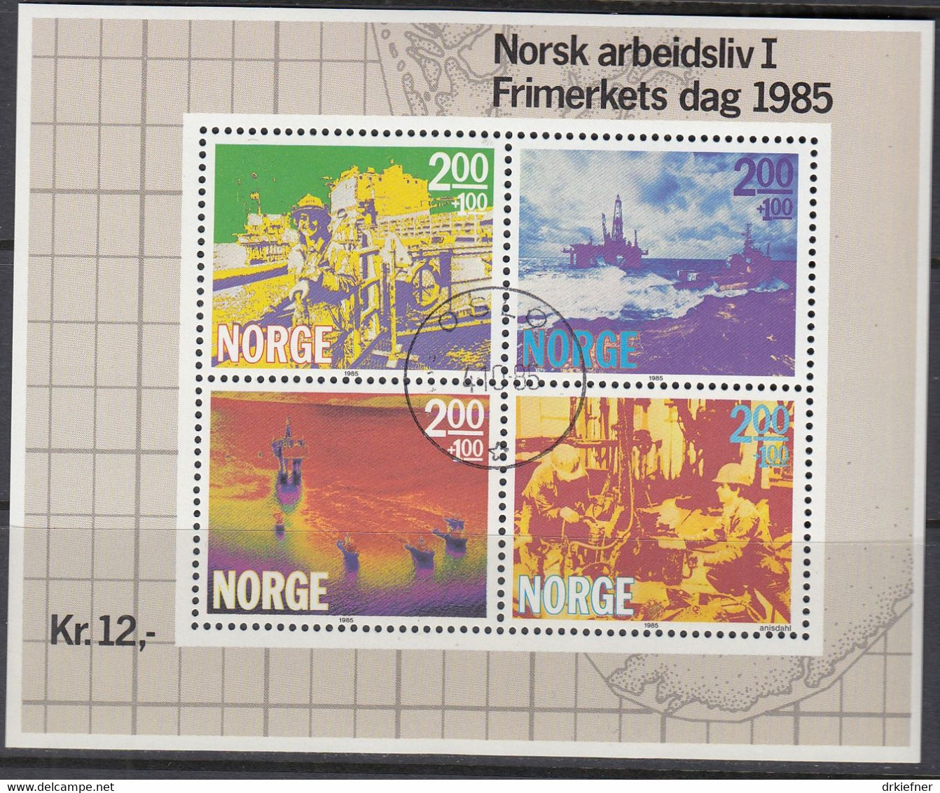 NORWEGEN  Block 5, Gestempelt,   Tag Der Briefmarke, Berufsleben - Die Off-shore-Industrie 1985 - Blocs-feuillets